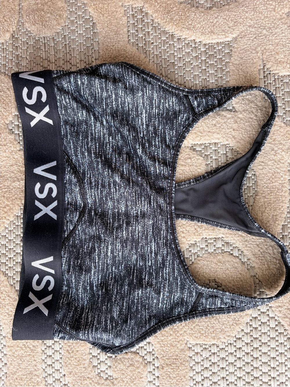 Victoria's Secret Black and Heather Gray Space-Dye Sports Bra